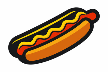 3d fast food realistic hot dog, silhouette black color vector illustration
