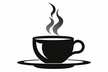 3d hot tea, silhouette black color vector illustration