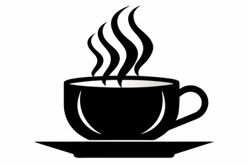 3d hot tea, silhouette black color vector illustration