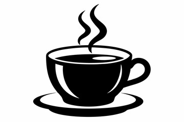 3d hot tea, silhouette black color vector illustration