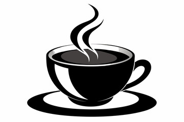 3d hot tea, silhouette black color vector illustration