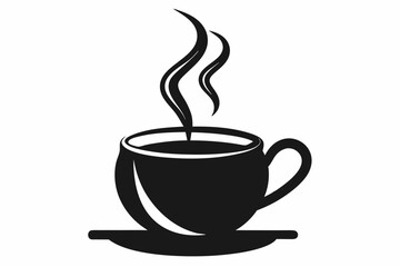 3d hot tea, silhouette black color vector illustration