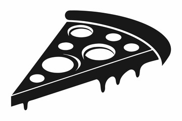 3d fast food realistic pizza, silhouette black vector illustration