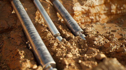 Fototapeta premium Soil augers for collecting soil samples and stratigraphic analysis