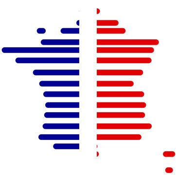recommend clip art: Shape of the map of France represented from rounded lines as horizontal stripes, outline silhouette