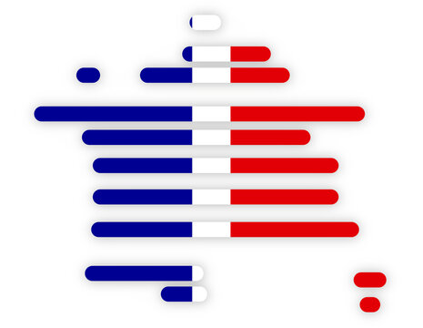 recommend clip art: Shape of the map of France represented from rounded lines as horizontal stripes, outline silhouette