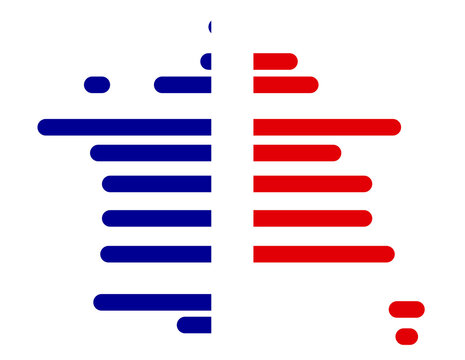 recommend clip art: Shape of the map of France represented from rounded lines as horizontal stripes, outline silhouette