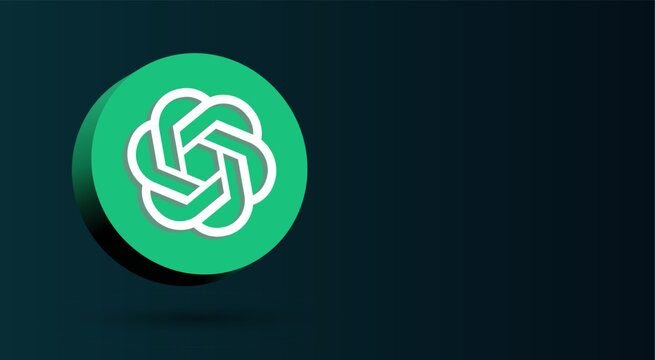 3d chatgpt logo icon in modern circle button. 3d social media icons button. social media logo , 3d chatgpt app logo, icon - openai chatgpt social network background