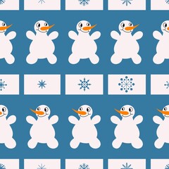 Winter seamless snowman pattern for fabrics and textiles and packaging