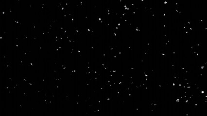 Falling snowflakes on black background. Snowfall on black background.