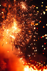 Fototapeta premium Radiant Guy Fawkes Night: Fireworks and Bonfires Illuminating England's Night Sky