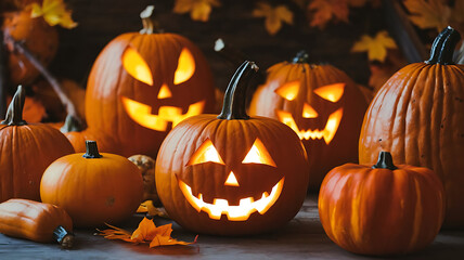 Pumpkins cut for Halloween celebration 