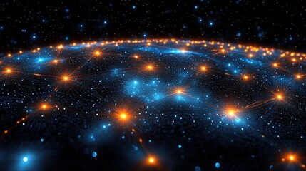 Abstract visualization of interconnected data points.