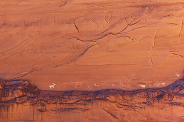Anasazi and Navajo animal pictographs on the sandstone rock wall around Antelope House Ruins in Canyon De Chelly National Monument, Arizona, USA