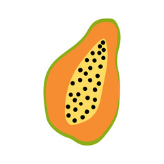 Sliced papaya on a white background showcasing vibrant colors and unique texture details