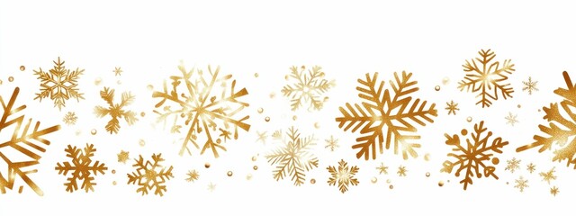 golden snowflakes, winter, holiday decor, festive background, seasonal design, beautiful snowflakes scattered across white background, elegant and cheerful atmosphere for celebrations