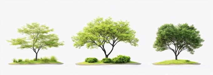 Fototapeta premium The contour shapes of nature trees are displayed on transparent backgrounds in 3D