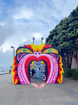 Colorful Entrance to Taniwha Time Machine Installation at Wellington Waterfront
