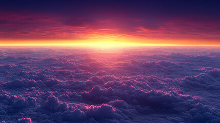 stunning fantasy sunset sky filled with vibrant, rich colors creates a dreamlike atmosphere. The interplay of light and clouds evokes a sense of wonder, tranquility, and limitless possibilities