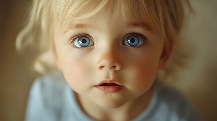 Surprised children's emotions. Portrait of a charming little girl, with her mouth open in surprise.