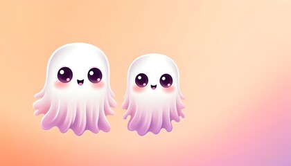 Obraz premium delightful spooky ghosts against a gradient orange backdrop