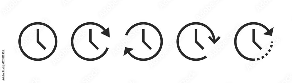 Poster time and clock icons history symbol, timer clockwise icon rotation arrow symbol , watch later icon