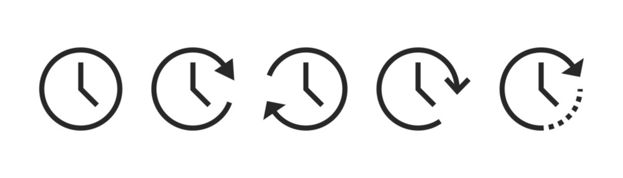 time and clock icons history symbol, timer clockwise icon rotation arrow symbol , watch later icon
