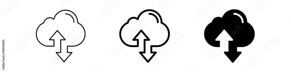 Poster cloud computing icon arrow symbol. cloud arrows data transfer vector icon , sync cloud icon with two arrows sign