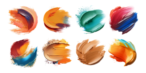 Colorful Paint Strokes for Creative Projects, set collection, mega bundle, isolated on transparent background