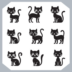 Obraz premium Set of logotype cat silhouette and Cat head collection, collection of silhouette of Cats on white background