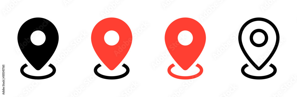 Poster Location icon set, Map pin place marker. location pointer icon symbol in flat style. Red Location pin icon, Navigation sign