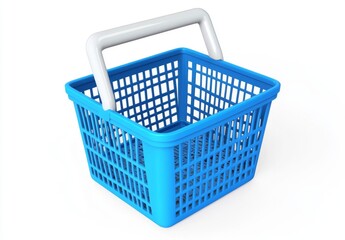Shopping baskets empty, shop online concept on isolated object background, price reduction, promotion, sale, banner, website, cartoon minimal. 3D rendering illustration.