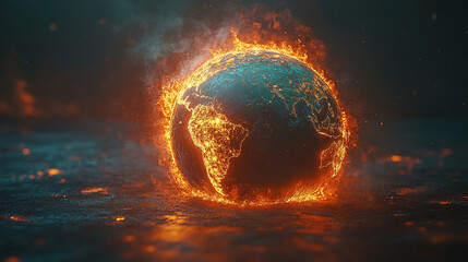 Earth's half burning, symbolizing the dire consequences of global warming. This image evokes urgency, highlighting the critical climate crisis and the need for immediate action