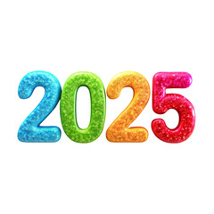 3D rendering Text Design for New Year 2025 Logo Blending with Modern Aesthetics carton style