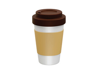 Paper cup with coffee 3d rendering illustration