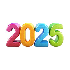 3D rendering Text Design for New Year 2025 Logo Blending with Modern Aesthetics carton style