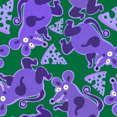 Cartoon animals seamless retro mouse pattern for fabrics and linens