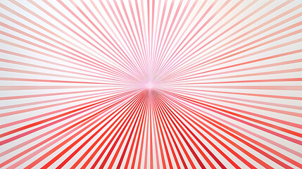Fototapeta premium a symmetrical pattern of red and pink lines converging towards a central point on a white background. The lines create a sense of depth and perspective