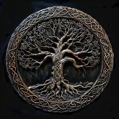 ornate tree of life with black background
