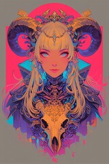 cyberpunk woman with horns