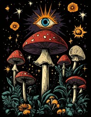 minds eye with mushrooms