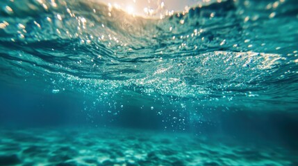Under ocean view with the half out of water