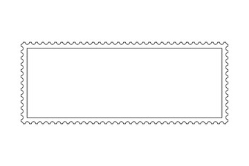 Panoramic format postage stamp outline vector frame with perforated edges