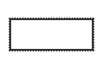 Panoramic format postage stamp silhouette vector frame with perforated edges