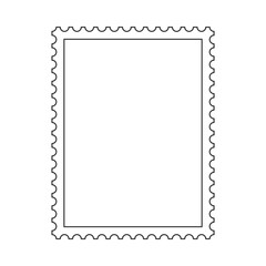 Vertical format postage stamp outline vector frame with perforated edges