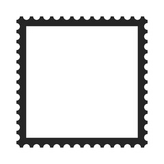 Square format postage stamp vector silhouette frame with perforated edges