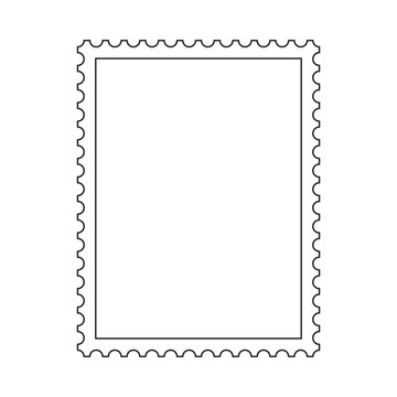 Vertical format postage stamp outline vector frame with perforated edges