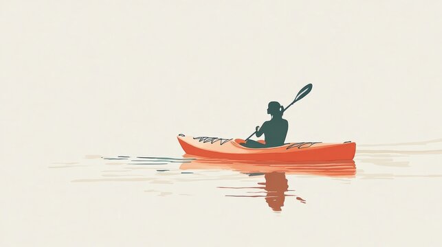 kayaker paddling orange kayak on water clip art preview