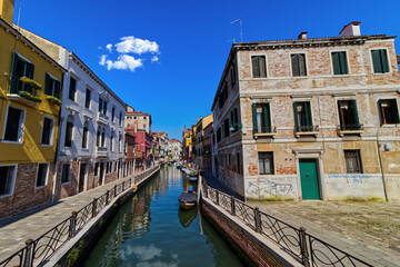 Gandolas, old buildings are several centuries old, Venice, Italy