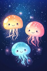 Cute cartoon character of jellyfish